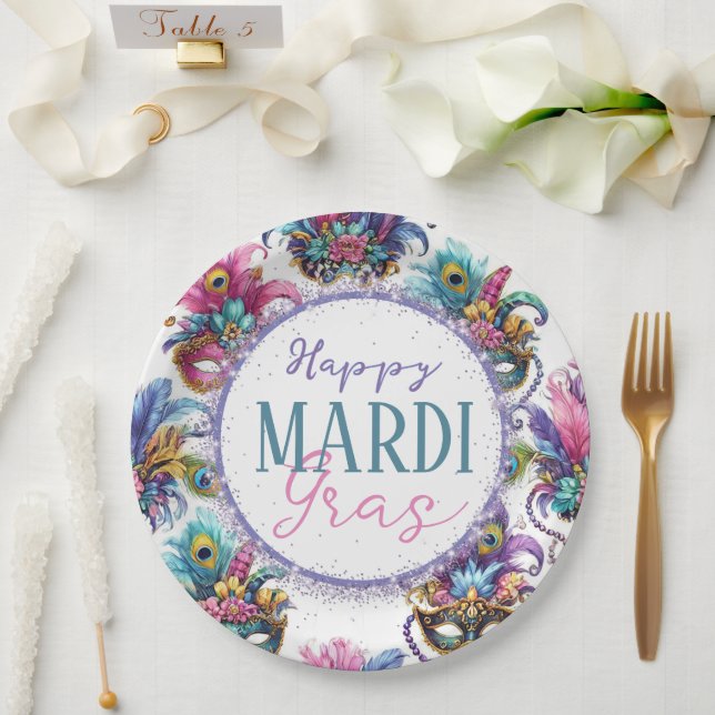 Festive Mardi Gras Paper Plate (Wedding)
