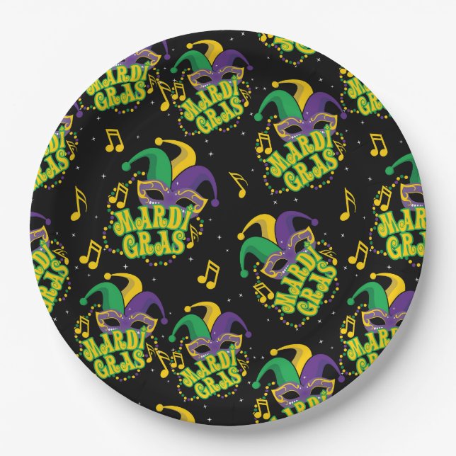 Festive Mardi Gras  Paper Plate (Front)