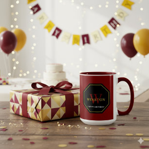 Festive Maroon Combo Mug for Birthday Celebrations