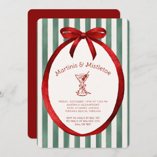 Festive Martinis and Mistletoe Christmas Party  Invitation