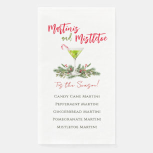Festive Martinis and Mistletoe Holiday Drinks Napkin