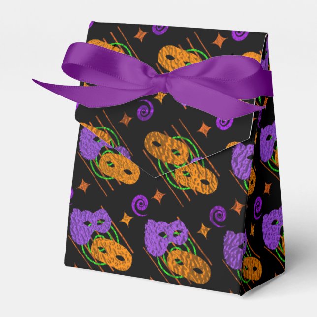 Festive Masquerade Masks Tent Favour Box (Front Side)