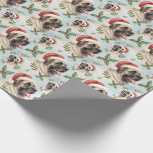 Festive Mastiff Christmas Holly Watercolor Wrap