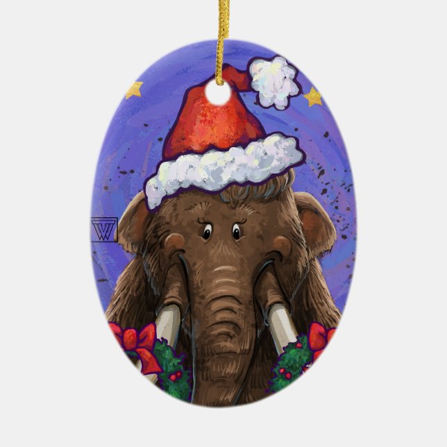 Festive Mastodon  Ceramic Ornament (Front)