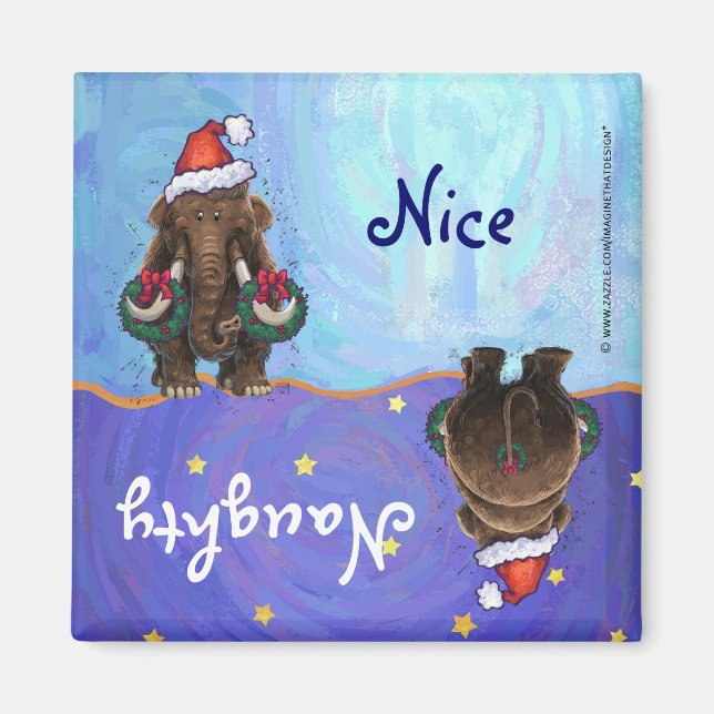 Festive Mastodon Naughty Nice Magnet (Front)
