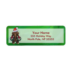 Festive Mastodon on Green Return Address Label