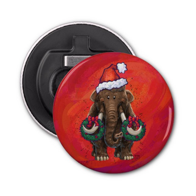Festive Mastodon on Red Bottle Opener (Front)