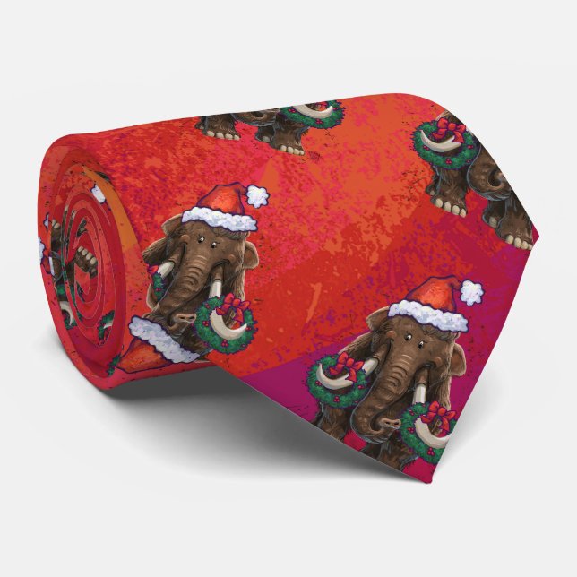 Festive Mastodon on Red Tie (Rolled)