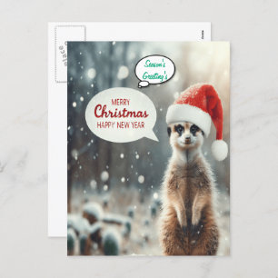 Festive Meerkat Christmas Santa  Holiday Postcard