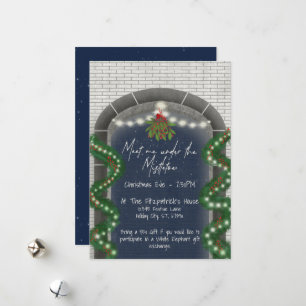 Festive Meet Me Under The Mistletoe Christmas Holiday Card