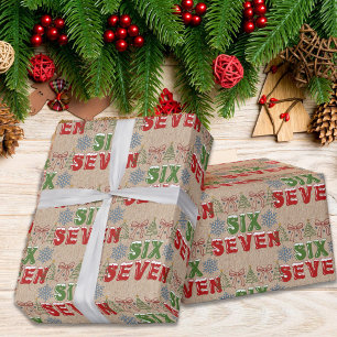 Festive Meme "Six Seven" 6,7 Xmas Trees Kraft Wrapping Paper