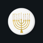 Festive Menorah Hanukkah Candles Elegant Minimal  Magnet<br><div class="desc">Faux gold foil menorah candles for your Hanukkah celebration. Whimsical menorah illustration with white stars covered celestial candles on a faux gold menorah candle stand. Minimalist menorah elegant starry Hanukkah illustrated design gifts and paper products.</div>