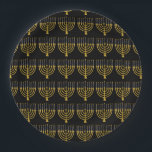 Festive Menorah Hanukkah Candles Elegant Pattern   Paper Plate<br><div class="desc">Faux gold foil menorah candles for your Hanukkah celebration. Whimsical menorah illustration with white stars covered celestial candles on a faux gold menorah candle stand. Menorah elegant starry Hanukkah illustrated design gifts and paper products.</div>