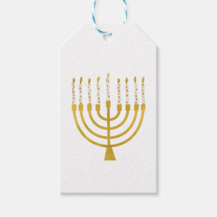 Festive Menorah Hanukkah Celestial Candles Wedding Gift Tags