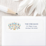 Festive Menorah Hanukkah Return Address Label<br><div class="desc">Festive Menorah Hanukkah design.</div>