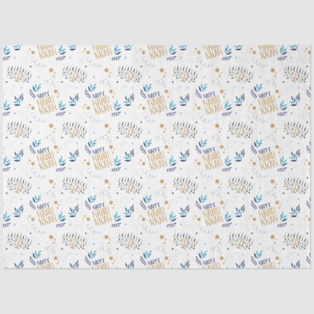 Festive Menorah Hanukkah Tissue Paper (Front)