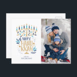 Festive Menorah Happy Hanukkah Holiday Postcard<br><div class="desc">Festive Menorah Happy Hanukkah Photo Holiday design.</div>