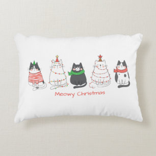 Festive Meowy Christmas Cats Decorative Cushion
