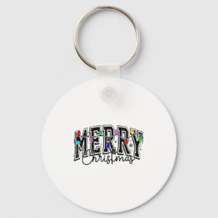 Festive Merry & Bright Christmas Lights Key Ring