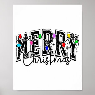 Festive Merry & Bright Christmas Lights Poster