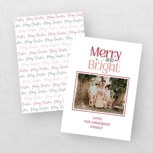 Festive Merry And Bright Christmas  Holiday Card