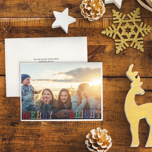 Festive Merry and Bright Christmas Photo Holiday  Card (Creator Uploaded)