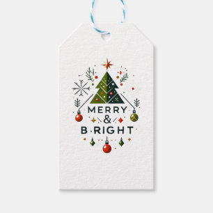Festive Merry and Bright Christmas Tree Design Gift Tags