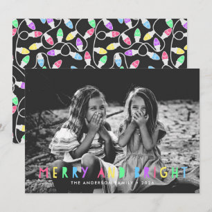 Festive Merry and Bright Single Photo Christmas Holiday Card
