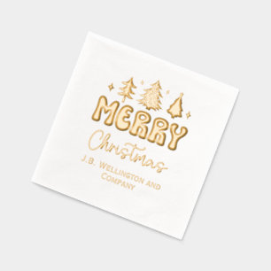 Festive Merry Christmas #2 Company / Family Name Foil Napkins