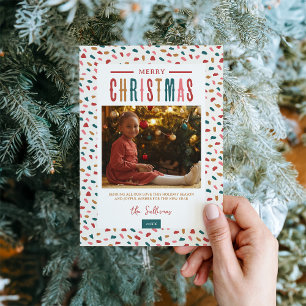 Festive Merry Christmas 4 Photo Holiday Card