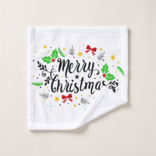 Festive Merry Christmas Bath Towel Set