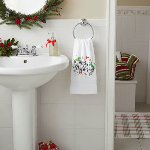 Festive Merry Christmas   Bath Towel Set