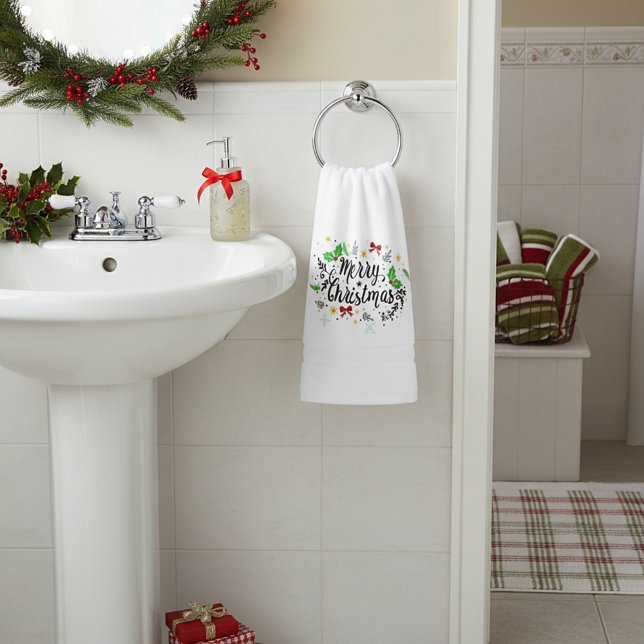Festive Merry Christmas   Bath Towel Set (Creator Uploaded)