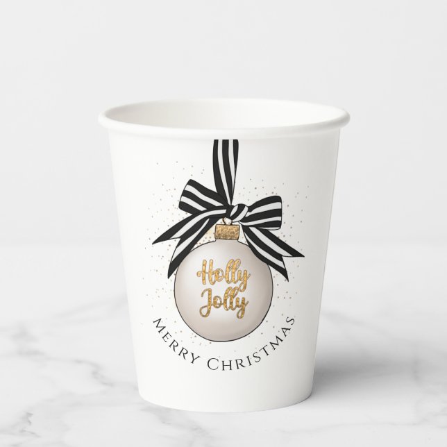 Festive Merry Christmas Bauble Paper Cups (Back)