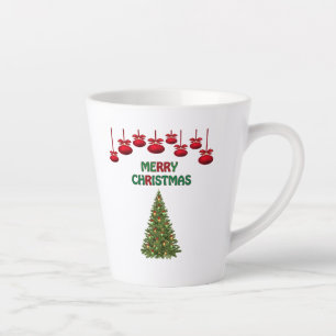 Festive Merry Christmas Bush Tree Decor Lights Latte Mug