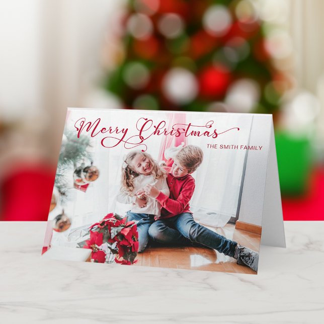 Festive Merry Christmas Calligraphy Photo Card (Creator Uploaded)