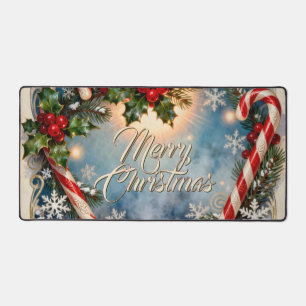Festive Merry Christmas Card with Shine Desk Mat
