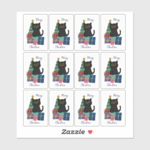 Festive Merry Christmas Cute Black Cat Coffee Art