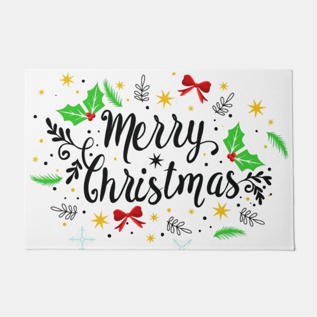 Festive Merry Christmas   Doormat (Front)