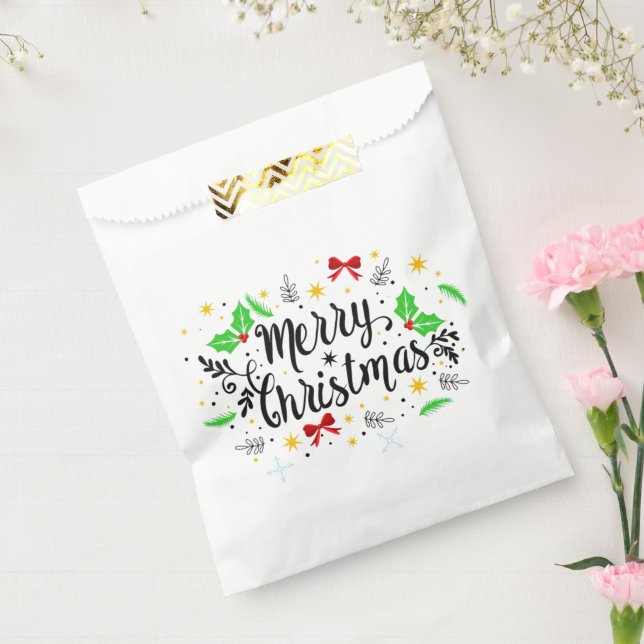 Festive Merry Christmas   Favour Bag (Sealed)