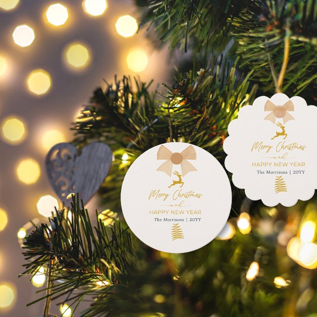 Festive Merry Christmas Favour Tag (Festive Merry Christmas Cream Favor Tag)