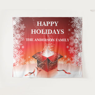 Festive merry christmas gift surprise snowflakes tapestry