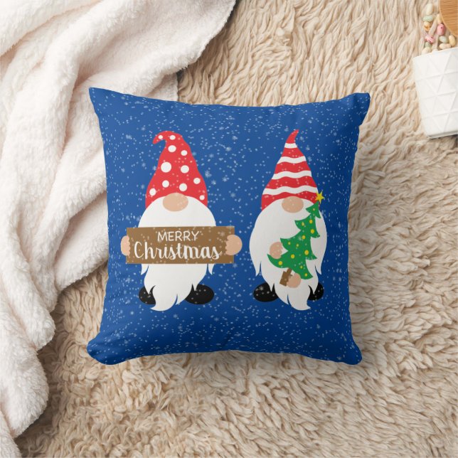 festive Merry Christmas gnomes Holiday Cushion (Blanket)