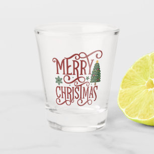Festive Merry Christmas greeting Shot Glass