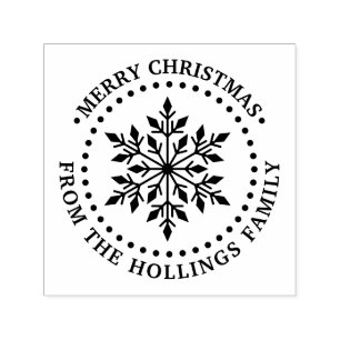 Festive Merry Christmas Greeting Snowflake Name Self-inking Stamp