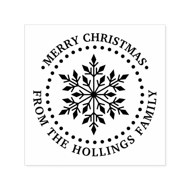 Festive Merry Christmas Greeting Snowflake Name Self-inking Stamp (Design)