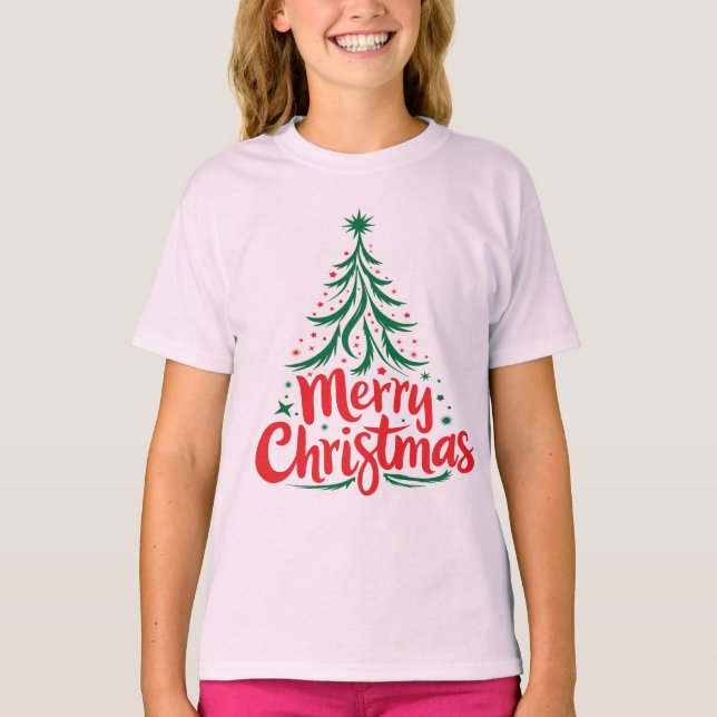 Festive merry christmas holiday greeting design T-Shirt (Front)