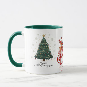 Festive Merry Christmas Holidays Tree Reindeer Mug