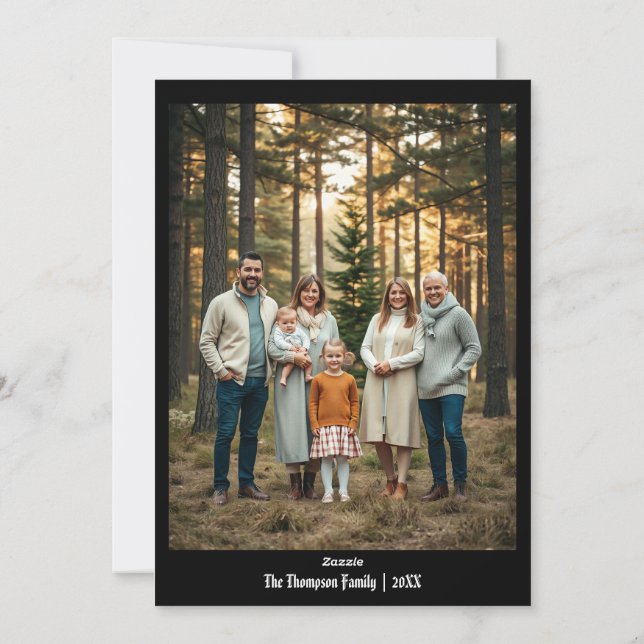 Festive Merry Christmas Personalised Black Holiday Card (Back)