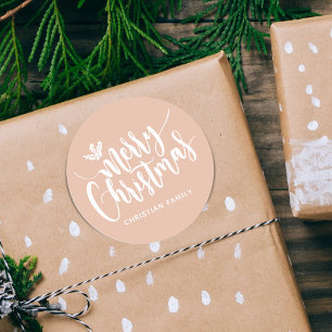 Festive Merry Christmas Personalised Classic Round Sticker